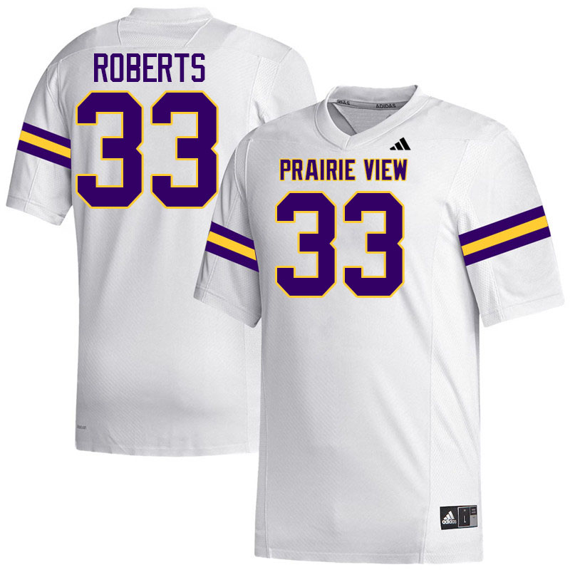 Prairie View A&M Panthers #33 Sterling Roberts College Football Jerseys,Uniforms Stitched-White